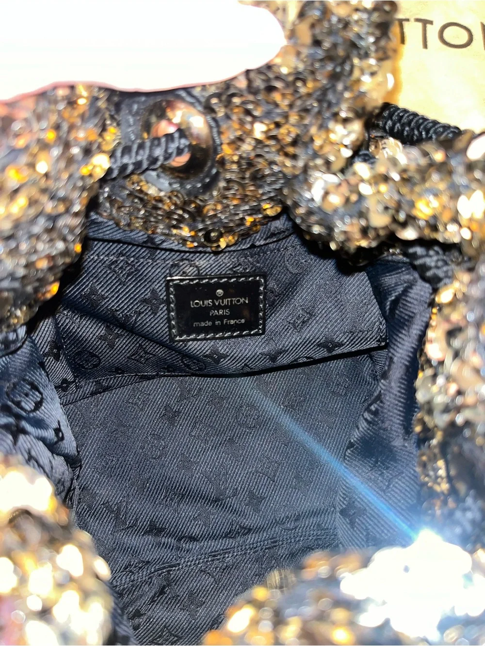 Louis Vuitton sequin Rococo Gold Mini Drawstring Bag - Picture 5 of 7